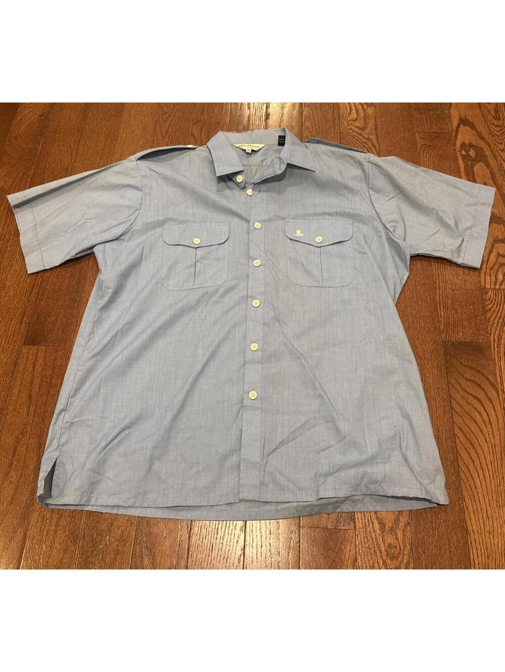 Tori Richard Hawaiian Shirt Mens XL Solid Blue Short Sleeve Button Up